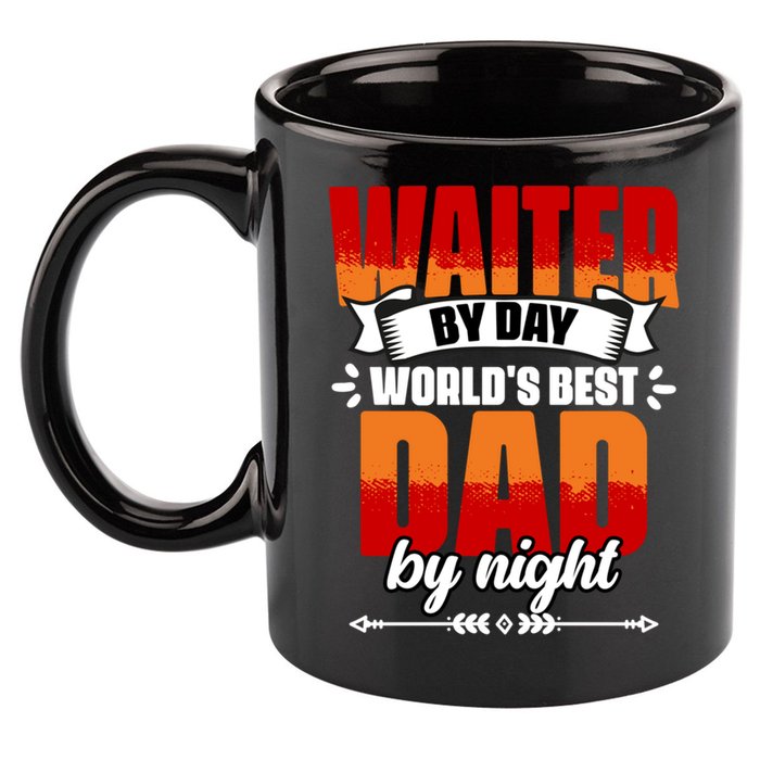 Awesome Waiter By Day World's Best Dad By Night Waitstaff Gift 11oz C Handle Ceramic Mug