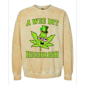 A Wee Bit Highrish Funny 420 Weed Marijuana St Patricks Day Colorblast Crewneck Sweatshirt