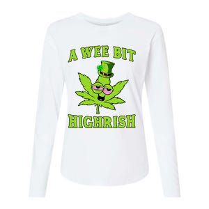 A Wee Bit Highrish Funny 420 Weed Marijuana St Patricks Day Womens Cotton Relaxed Long Sleeve T-Shirt