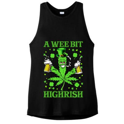 A Wee Bit Highrish Funny 420 Weed Marijuana St Patricks Day Ladies PosiCharge Tri-Blend Wicking Tank