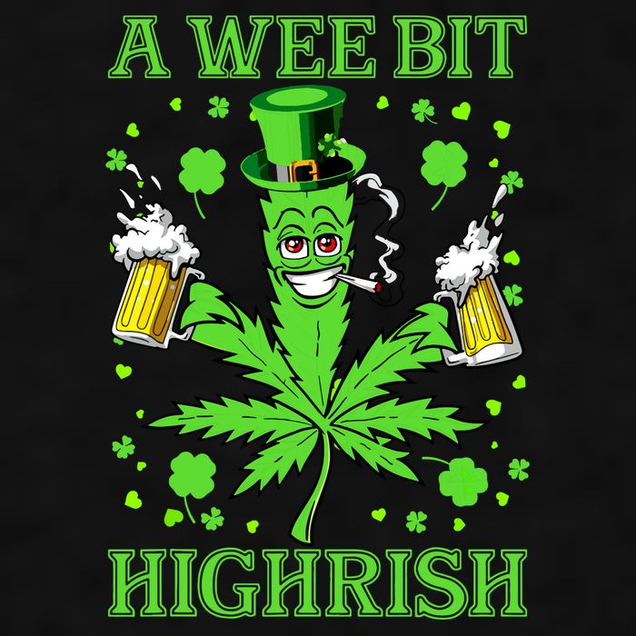 A Wee Bit Highrish Funny 420 Weed Marijuana St Patricks Day Ladies PosiCharge Tri-Blend Wicking Tank