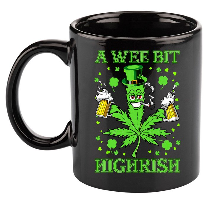 A Wee Bit Highrish Funny 420 Weed Marijuana St Patricks Day 11oz C Handle Ceramic Mug