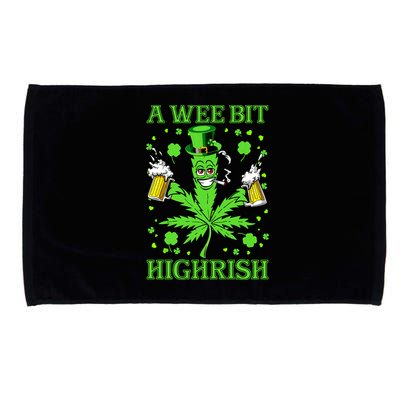 A Wee Bit Highrish Funny 420 Weed Marijuana St Patricks Day Microfiber Hand Towel
