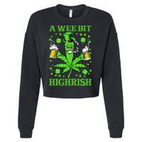A Wee Bit Highrish Funny 420 Weed Marijuana St Patricks Day Cropped Pullover Crew