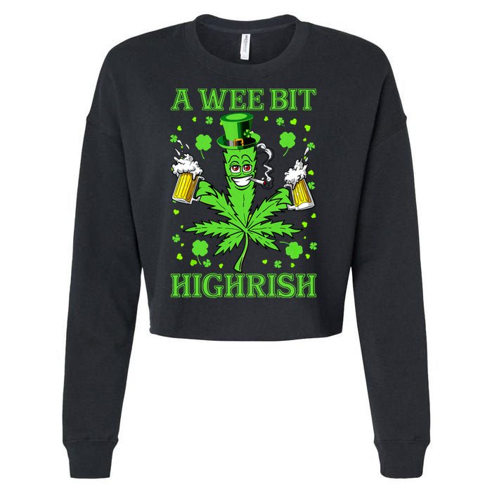 A Wee Bit Highrish Funny 420 Weed Marijuana St Patricks Day Cropped Pullover Crew