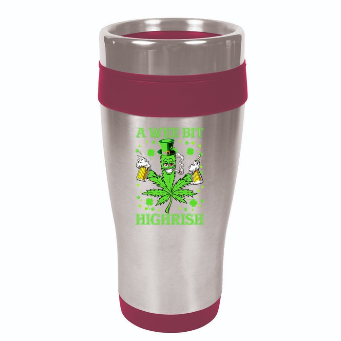 A Wee Bit Highrish Funny 420 Weed Marijuana St Patricks Day 16oz Travel Tumbler