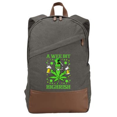 A Wee Bit Highrish Funny 420 Weed Marijuana St Patricks Day Cotton Canvas Backpack