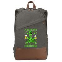 A Wee Bit Highrish Funny 420 Weed Marijuana St Patricks Day Cotton Canvas Backpack