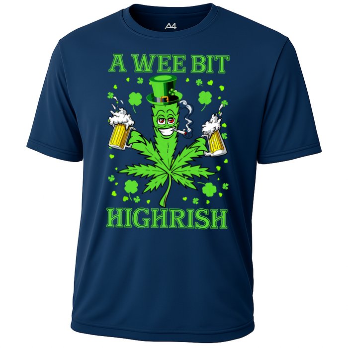 A Wee Bit Highrish Funny 420 Weed Marijuana St Patricks Day Performance Shirt