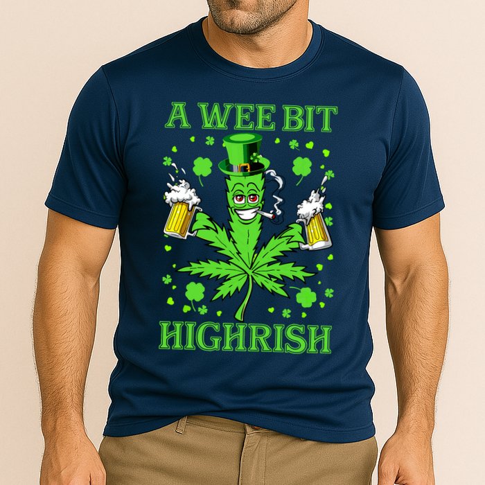 A Wee Bit Highrish Funny 420 Weed Marijuana St Patricks Day Performance Shirt