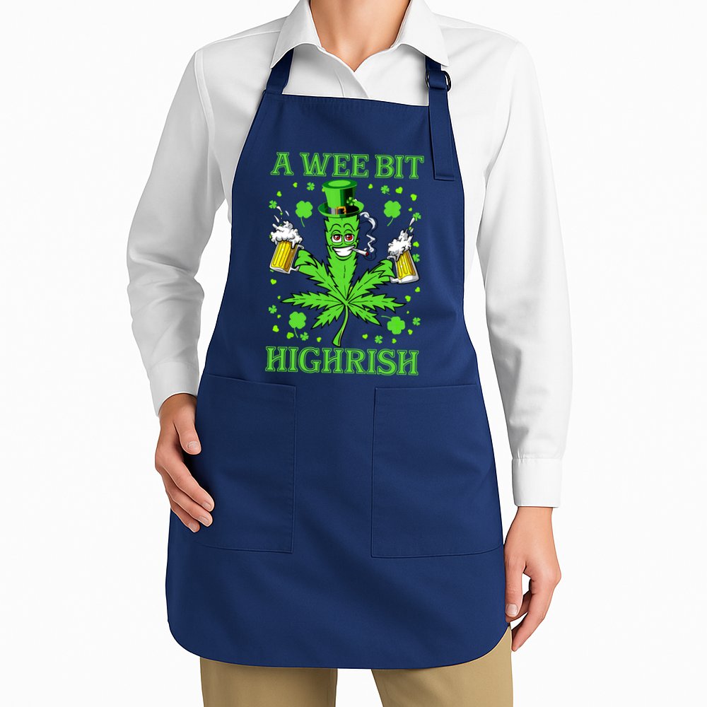 A Wee Bit Highrish Funny 420 Weed Marijuana St Patricks Day Apron