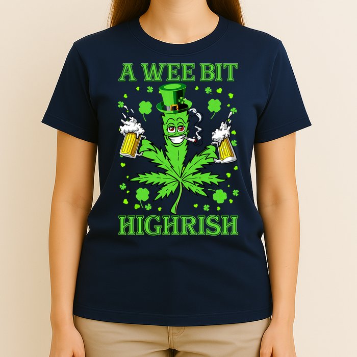 A Wee Bit Highrish Funny 420 Weed Marijuana St Patricks Day T-Shirt