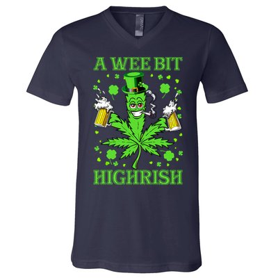 A Wee Bit Highrish Funny 420 Weed Marijuana St Patricks Day V-Neck T-Shirt