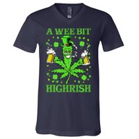 A Wee Bit Highrish Funny 420 Weed Marijuana St Patricks Day V-Neck T-Shirt