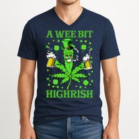 A Wee Bit Highrish Funny 420 Weed Marijuana St Patricks Day V-Neck T-Shirt