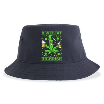 A Wee Bit Highrish Funny 420 Weed Marijuana St Patricks Day Sustainable Bucket Hat