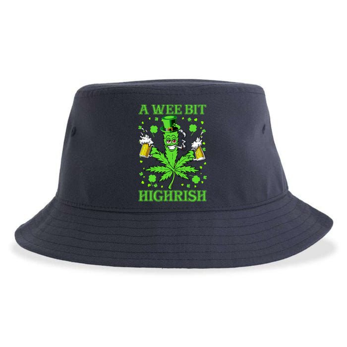 A Wee Bit Highrish Funny 420 Weed Marijuana St Patricks Day Sustainable Bucket Hat