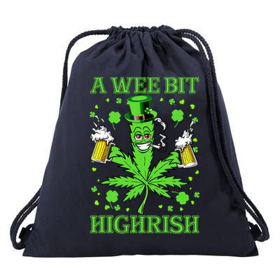 A Wee Bit Highrish Funny 420 Weed Marijuana St Patricks Day Drawstring Bag