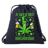 A Wee Bit Highrish Funny 420 Weed Marijuana St Patricks Day Drawstring Bag