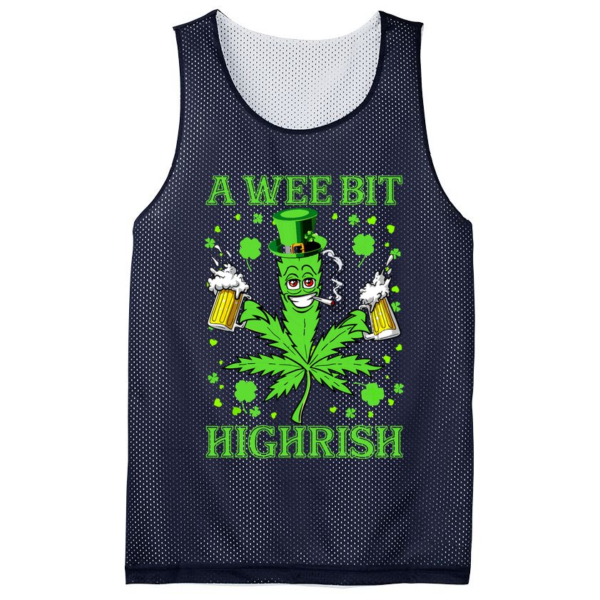 A Wee Bit Highrish Funny 420 Weed Marijuana St Patricks Day Mesh Reversible Basketball Jersey Tank