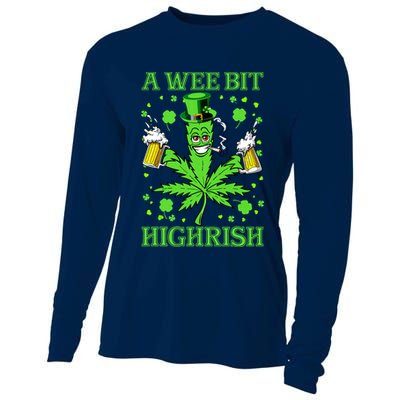 A Wee Bit Highrish Funny 420 Weed Marijuana St Patricks Day Cooling Performance Long Sleeve Crew