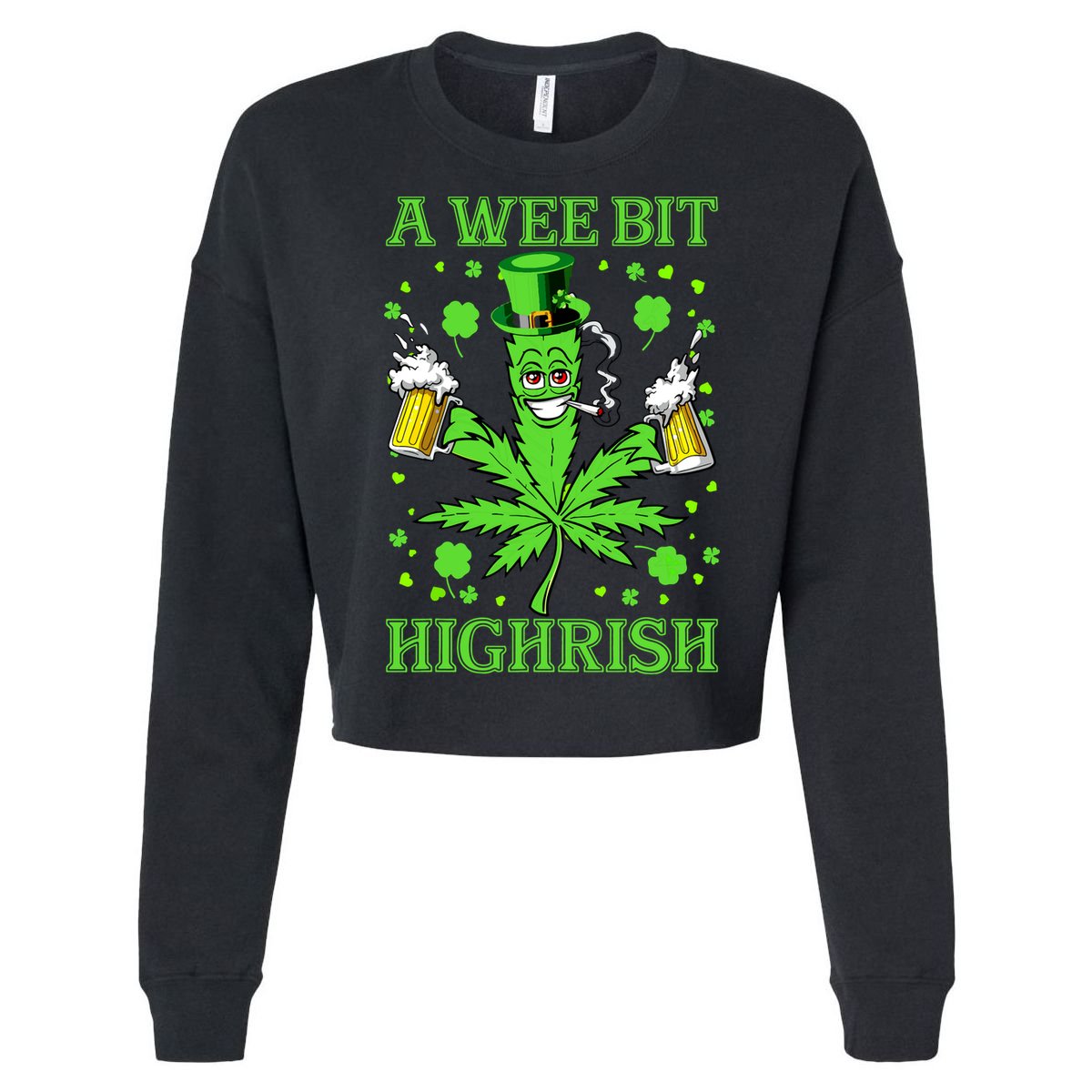A Wee Bit Highrish Funny 420 Weed Marijuana St Patricks Day Cooling Performance Long Sleeve Crew