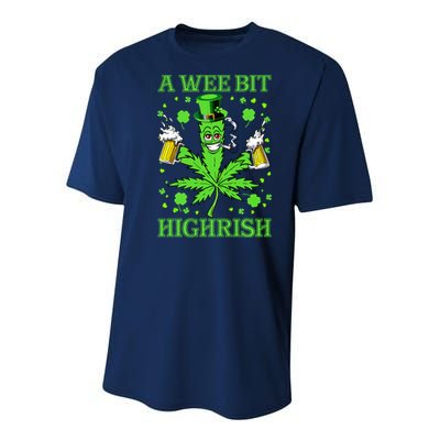 A Wee Bit Highrish Funny 420 Weed Marijuana St Patricks Day Youth Performance Sprint T-Shirt