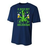 A Wee Bit Highrish Funny 420 Weed Marijuana St Patricks Day Youth Performance Sprint T-Shirt