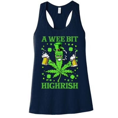 A Wee Bit Highrish Funny 420 Weed Marijuana St Patricks Day Womens Tank Top