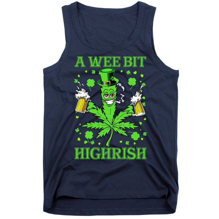A Wee Bit Highrish Funny 420 Weed Marijuana St Patricks Day Tank Top