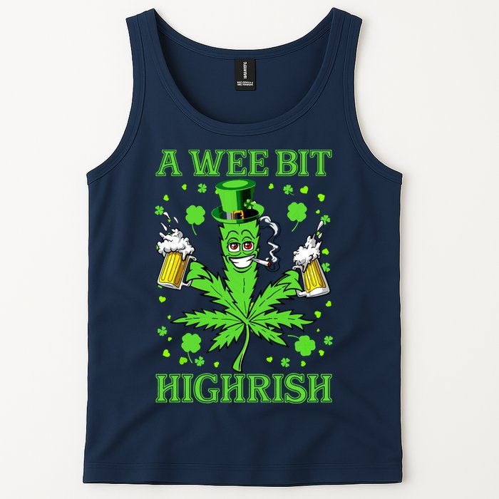 A Wee Bit Highrish Funny 420 Weed Marijuana St Patricks Day Tank Top