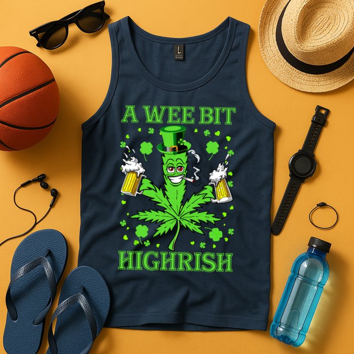 A Wee Bit Highrish Funny 420 Weed Marijuana St Patricks Day Tank Top