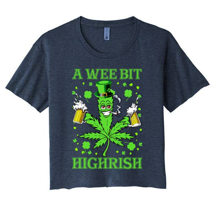 A Wee Bit Highrish Funny 420 Weed Marijuana St Patricks Day Crop Top