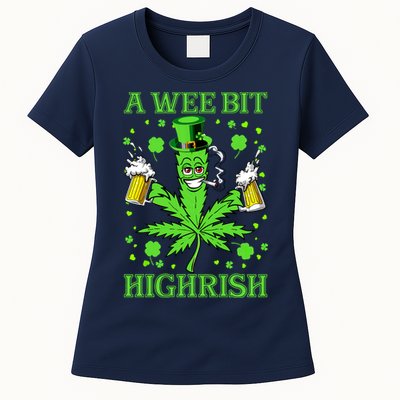 A Wee Bit Highrish Funny 420 Weed Marijuana St Patricks Day Womens T-Shirt