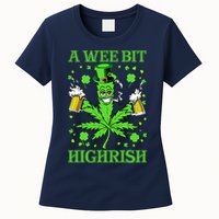 A Wee Bit Highrish Funny 420 Weed Marijuana St Patricks Day Womens T-Shirt
