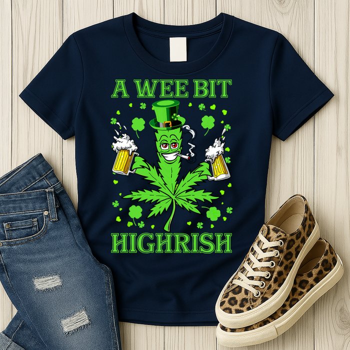 A Wee Bit Highrish Funny 420 Weed Marijuana St Patricks Day Womens T-Shirt