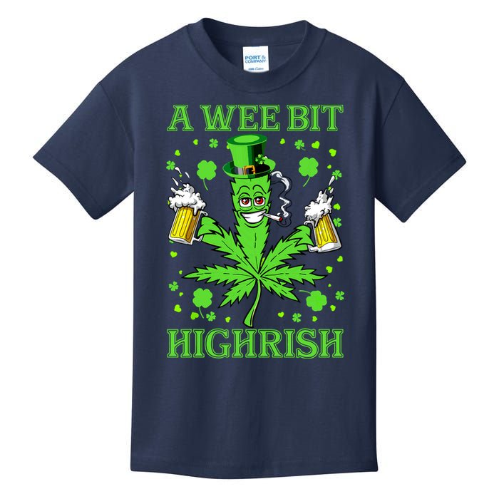 A Wee Bit Highrish Funny 420 Weed Marijuana St Patricks Day Kids T-Shirt