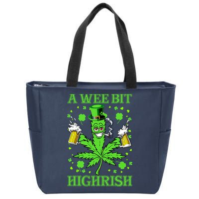 A Wee Bit Highrish Funny 420 Weed Marijuana St Patricks Day Zip Tote Bag