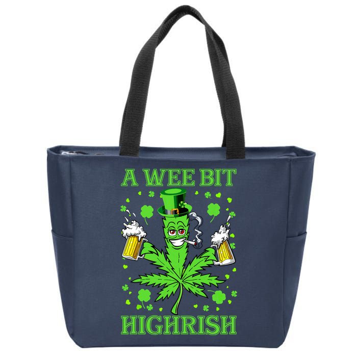 A Wee Bit Highrish Funny 420 Weed Marijuana St Patricks Day Zip Tote Bag