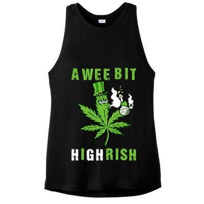 A Wee Bit Highrish Funny 420 Weed St Patricks Day Ladies PosiCharge Tri-Blend Wicking Tank