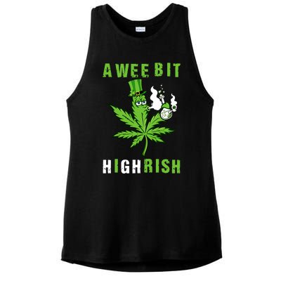 A Wee Bit Highrish Funny 420 Weed St Patricks Day Ladies PosiCharge Tri-Blend Wicking Tank