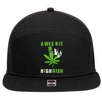 A Wee Bit Highrish Funny 420 Weed St Patricks Day 7 Panel Mesh Trucker Snapback Hat