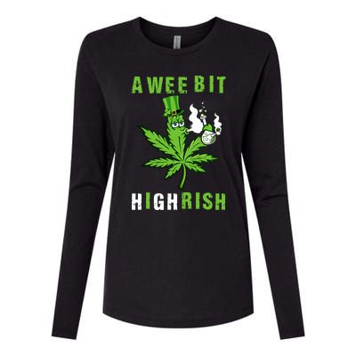 A Wee Bit Highrish Funny 420 Weed St Patricks Day Womens Cotton Relaxed Long Sleeve T-Shirt