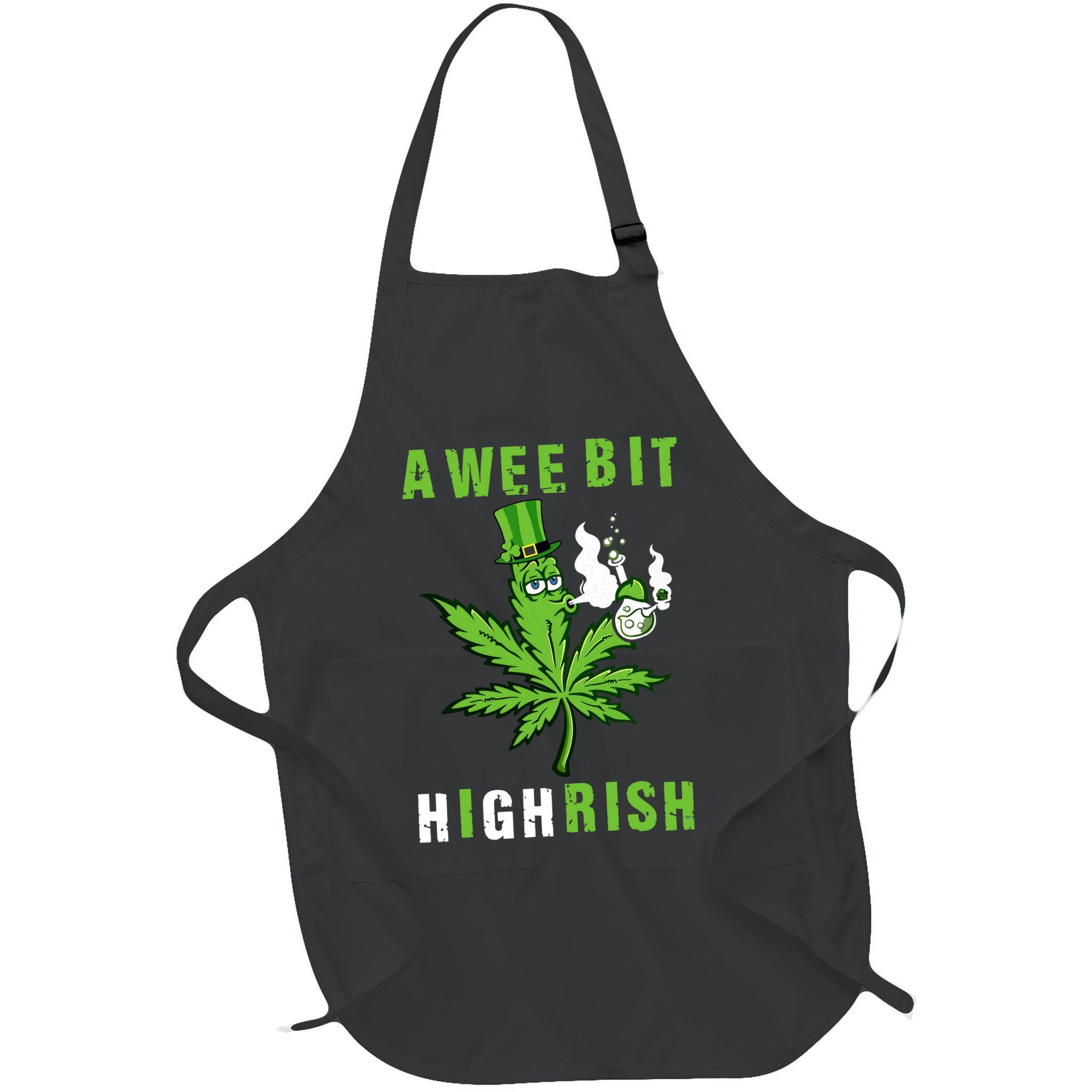 A Wee Bit Highrish Funny 420 Weed St Patricks Day Apron