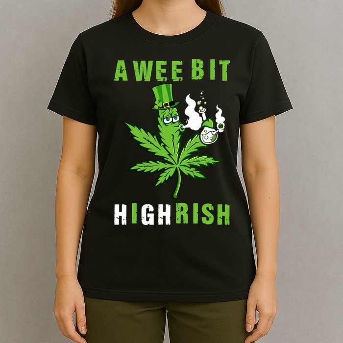 A Wee Bit Highrish Funny 420 Weed St Patricks Day T-Shirt