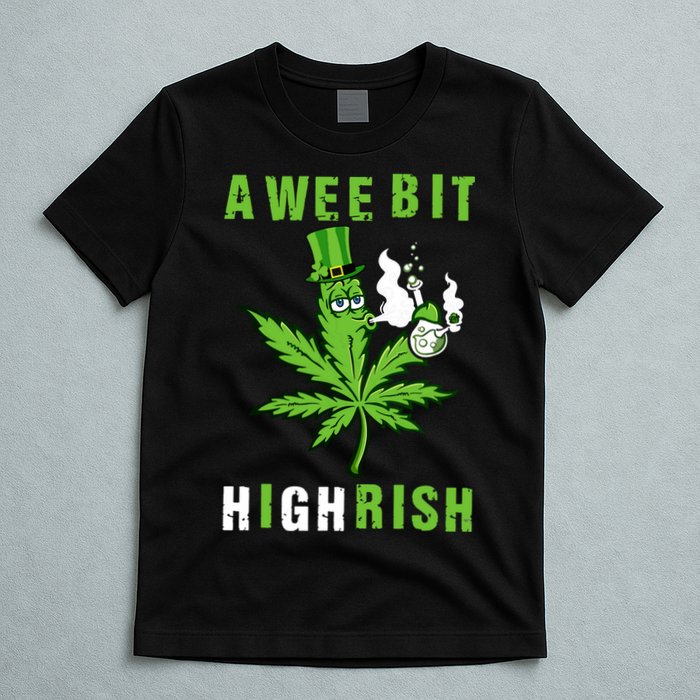 A Wee Bit Highrish Funny 420 Weed St Patricks Day T-Shirt