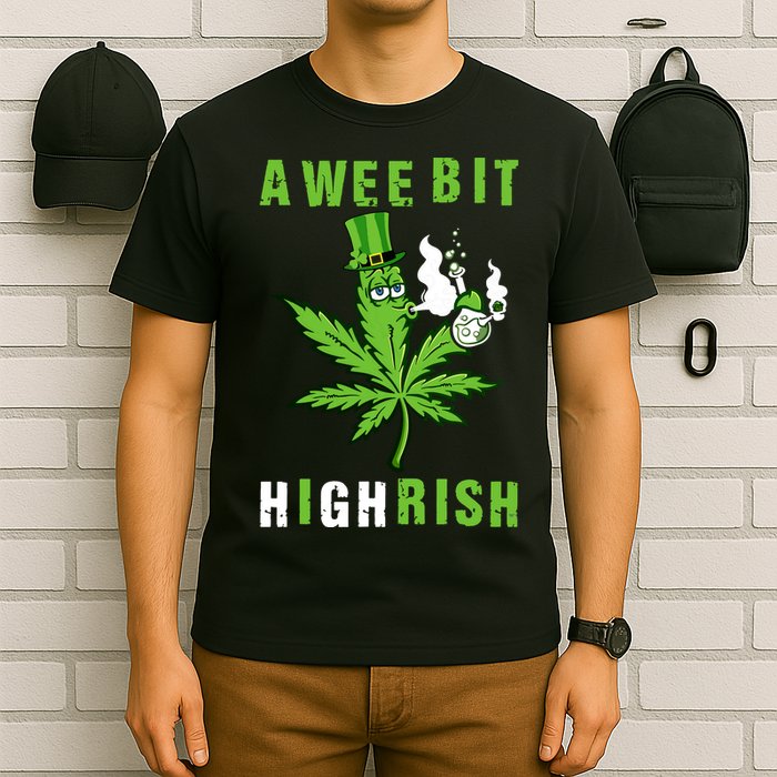 A Wee Bit Highrish Funny 420 Weed St Patricks Day T-Shirt