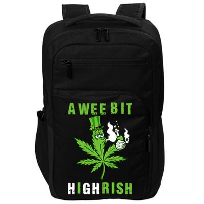 A Wee Bit Highrish Funny 420 Weed St Patricks Day Impact Tech Backpack