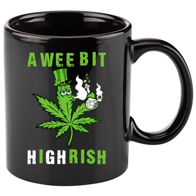 A Wee Bit Highrish Funny 420 Weed St Patricks Day 11oz C Handle Ceramic Mug