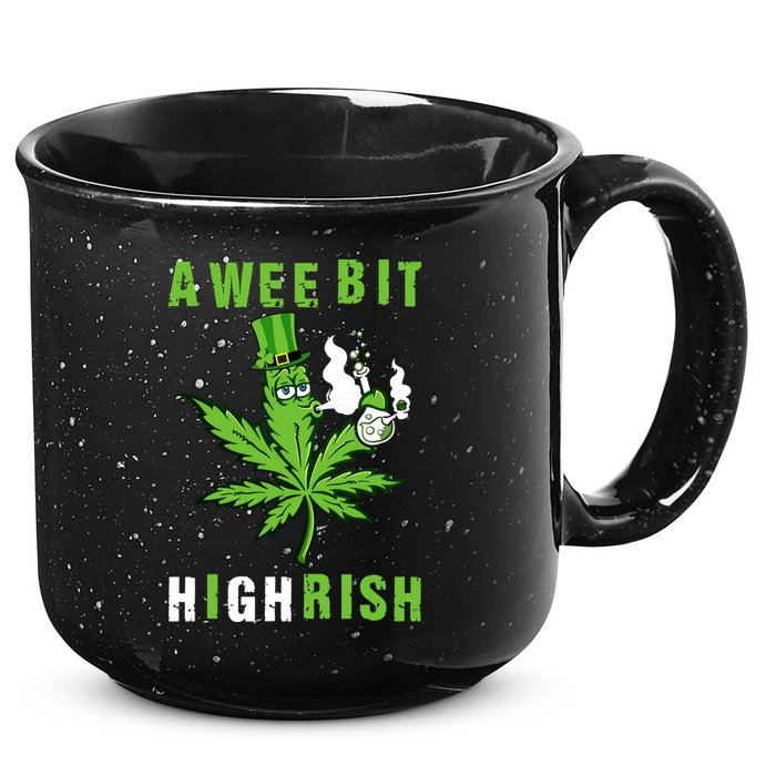 A Wee Bit Highrish Funny 420 Weed St Patricks Day 15oz Campfire Ceramic Mug